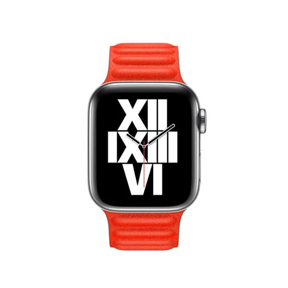 ​​​Apple Watch Ultra 49mm Kordon Saat Değildir. KRD-34 Deri Strap Kayış Lyon Tech  Kırmızı