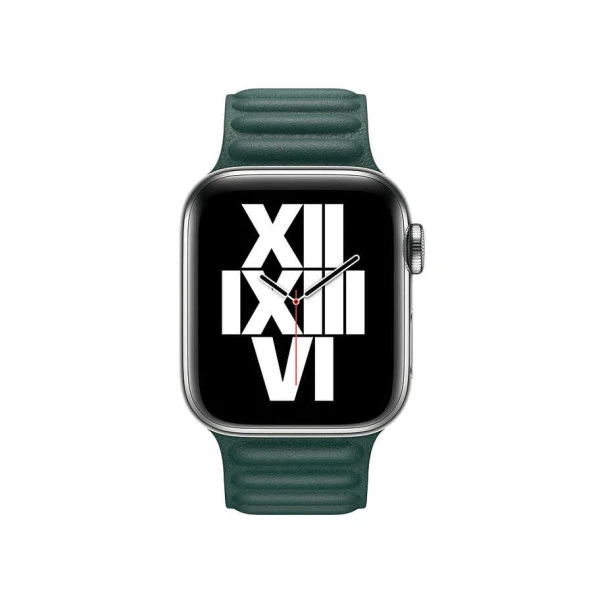 ​​​Apple Watch Ultra 49mm Kordon Saat Değildir. KRD-34 Deri Strap Kayış Lyon Tech  Koyu Yeşil