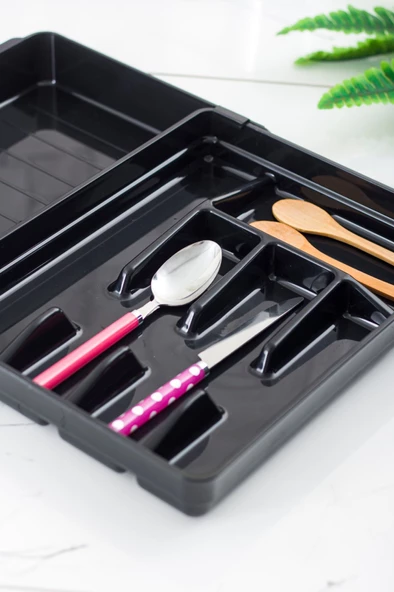 Akrilik Siyah Ayarlanabilir Çekmece İçi Kaşıklık & Çekmece İçi Organizeri (35*28*5 / 35*44*5) - 3