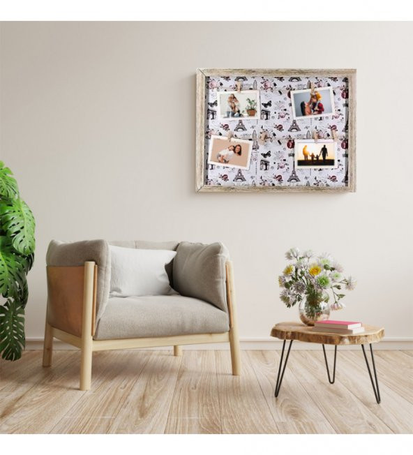 Anneler Günü Özel Ahşap Hasır Duvar Fotoğraf Çerçevesi 37x47 (4 ADET FOTO BASKILI) HK2664 - 2