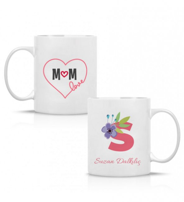 Kişiye Özel Anneler Günü Mom Love Baskılı Kupa Bardak HK2631 - 3