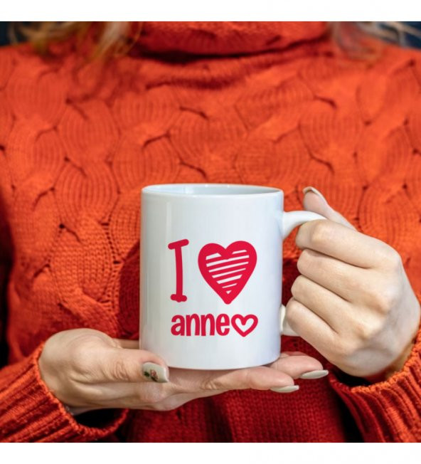 Anneler Günü "I Love Anne" Baskılı Kupa Bardak HK2629