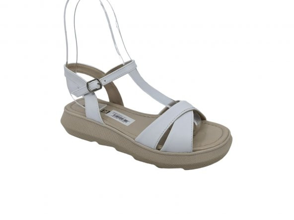 Zerhan C605 Kadın Beyaz Sandalet - Resim 2