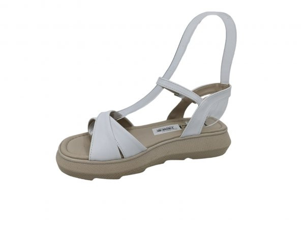 Zerhan C605 Kadın Beyaz Sandalet - Resim 3