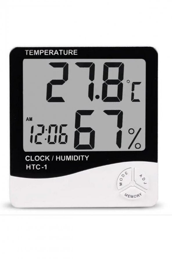 HTC-1 Termometre, Dijital Sıcaklık Ve Nem Ölçer, Alarm, Saat Bebekler Için Oda Termometresi