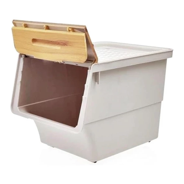 Motek Bambu Tekerlekli Organizer Çok Amaçlı Saklama Kutusu 1X12 Lt - 3