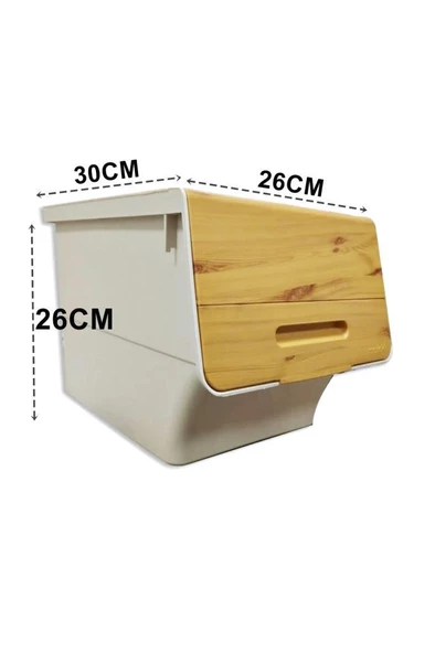 Motek Bambu Tekerlekli Organizer Çok Amaçlı Saklama Kutusu 1X12 Lt - 2