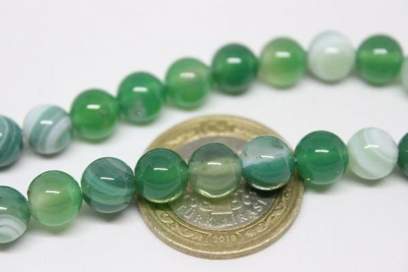 Akik Taşı Yeşil 8mm/adet (7888-1) ürün görseli 1