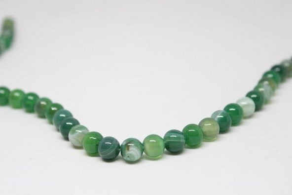 Akik Taşı Yeşil 8mm/adet (7888-1) - Resim 2