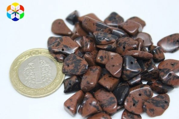 Delikli Kahverengi Obsidyen Taşı Mini Boy 50 adet