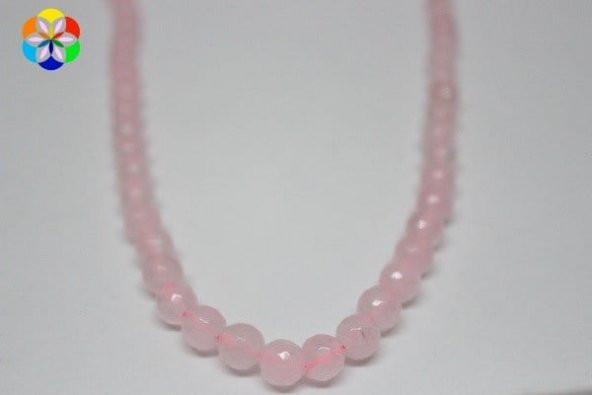 Pembe Kuvars Taşı Faset Kesim 8mm/adet - Resim 2