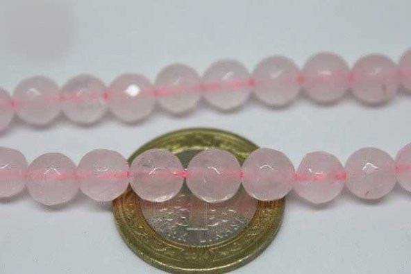 Pembe Kuvars Taşı Faset Kesim 8mm/adet - Resim 4