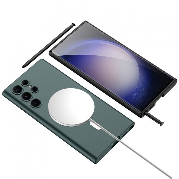KNY Samsung Galaxy S23 Kılıf Ultra Korumalı Sert Magsafeli Kıpta Kapak Yeşil - 4