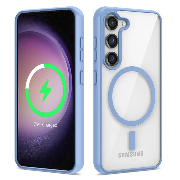 Samsung Galaxy S22 Plus için Magsafe ile uyumlu Kılıf Sararmaz Şeffaf Kapak Ege - 6