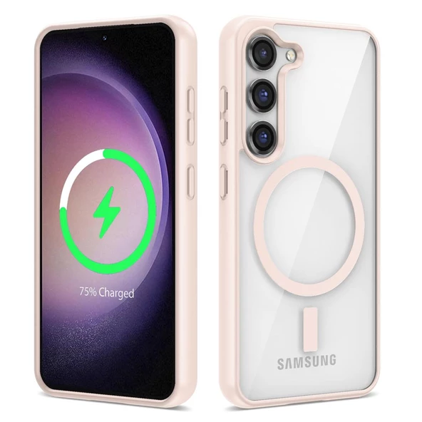 Samsung Galaxy S22 Plus için Magsafe ile uyumlu Kılıf Sararmaz Şeffaf Kapak Ege - 3