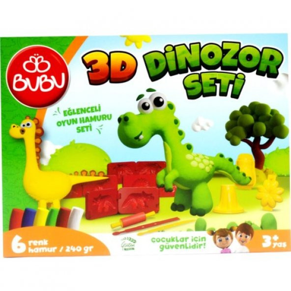 Bu-Bu Oyun Hamuru Seti 3D Dinozor (L) BUBU-OH0012 - 3