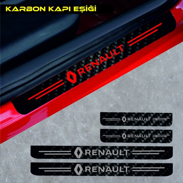 Renault Kadjar İçin Uyumlu Aksesuar Oto Kapı Eşiği Sticker Karbon 4 Adet - 1