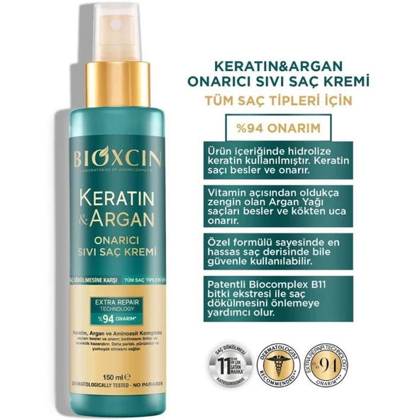 Bioxcin Keratin Ve Argan Onarıcı Sıvı Saç Bakım Kremi 150 ml - 2