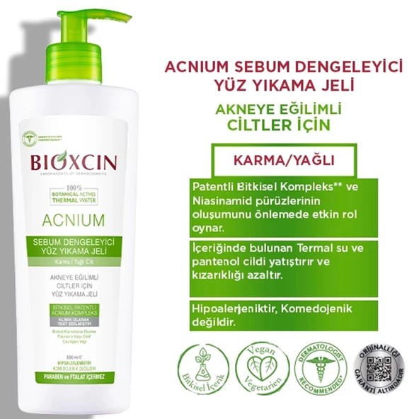 Bioxcin Acnium Sebum Dengeleyici Yüz Yıkama Jeli 500 ml - 2