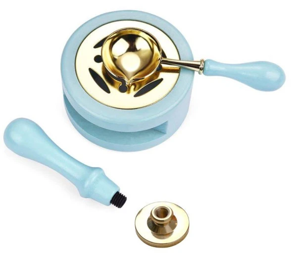 Davetiye Mum Mühürü Uygulama Seti Mavi Renk 811 Gül Desen - Resim 3