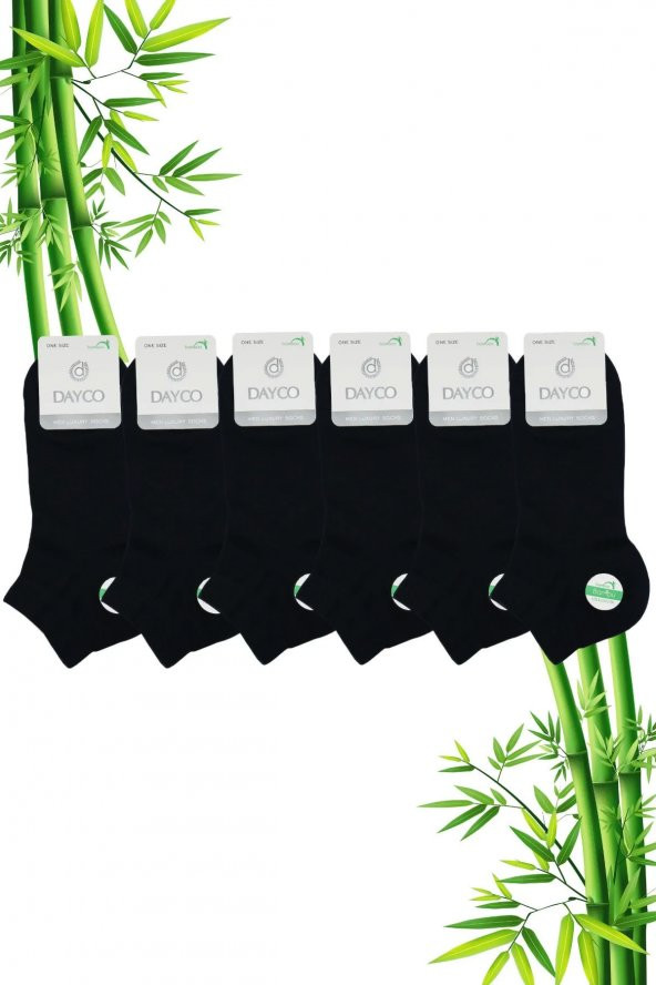 Premium Dikişsiz Erkek Bambu Patik Çorap Siyah 6lı Set 10500-S