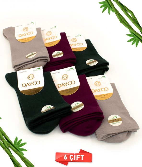 Dayco Premium Dikişsiz Kadın Bambu Çorap 6lı Asorti Set 354-A