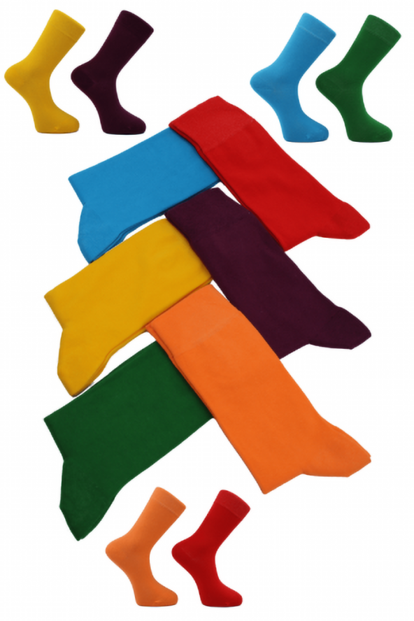6lı Renkli Çoraplar Unisex 751-Renkli-40-44-SKT
