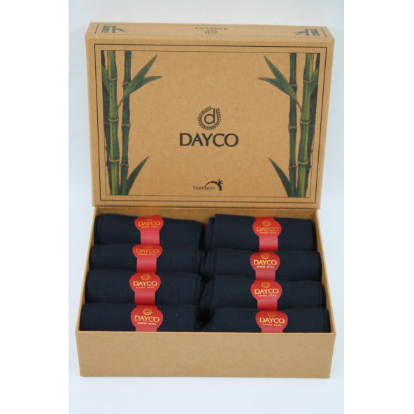 DAYCO Premium Bambu Yazlık Çorap Dikişsiz 8li Set Kraft Kutulu Lacivert 475