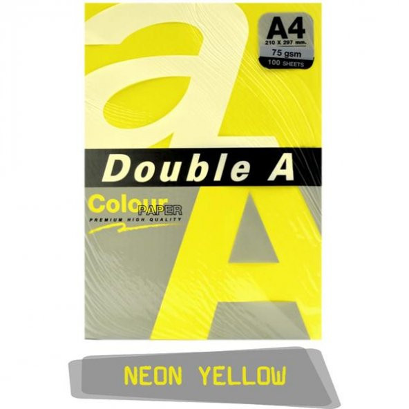 Double A Renkli Kağıt 25 Lİ A4 75 GR Fosforlu Sarı