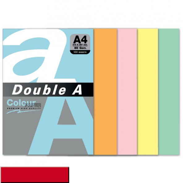 Double A Renkli Kağıt 100 LÜ A4 80 GR Kırmızı