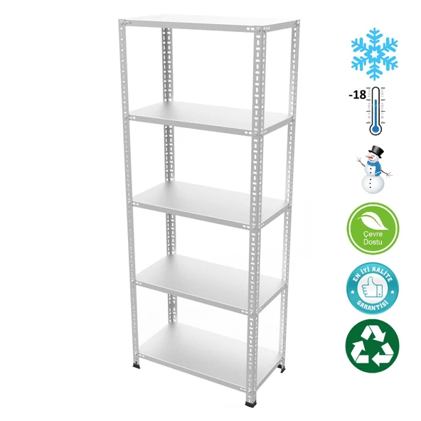 5 Katlı Paslanmaz Krom Raf - Inox Soğuk Oda Rafı, Buzhane Rafı  31x75 cm 100 cm 1.00 mm