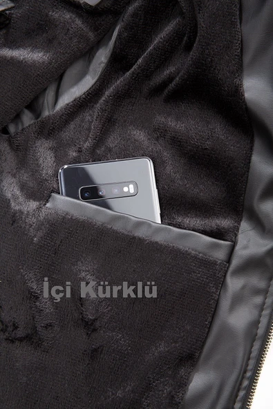 Mero Life Erkek Siyah Dar Kesim Kapüşonlu Deri Ceket - 4