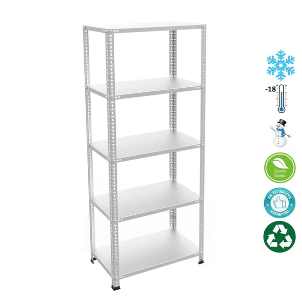 5 Katlı Paslanmaz Krom Raf - Inox Soğuk Oda Rafı, Buzhane Rafı  59x93 cm 200 cm 1.00 mm
