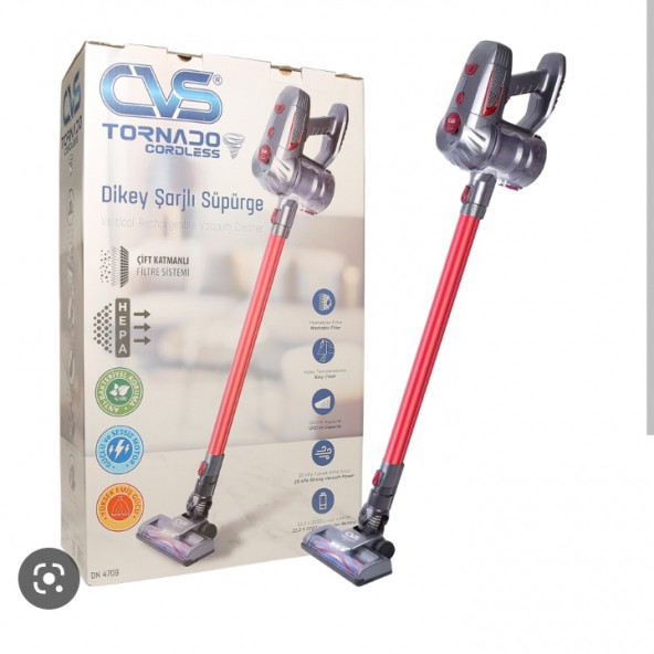 Cvs Dn 4709 Tornado Cordless Dikey Şarjlı Süpürge Kırmızı