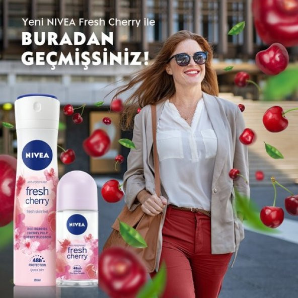 Nivea Kadın Sprey Deodorant Fresh Cherry, 48 Saat Anti-perspirant koruma, 150 ml - 3