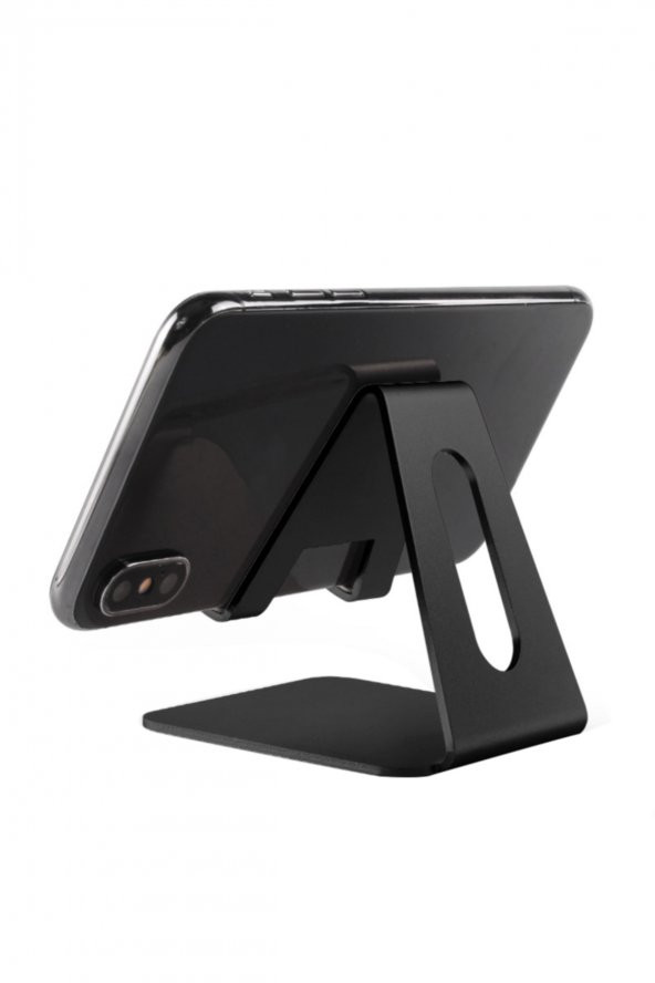 Masaüstü Metal Telefon Tutucu Stand Masaüstü Portatif Tutacağı Metal Şarj Standı Siyah