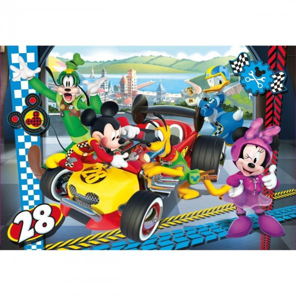 Clementoni 5 Yaş ve Üzeri Çocuk Yapbozları Serisi 104 Parçalı Mickey And The Roadster Racers Puzzle Supercolor Puzzle