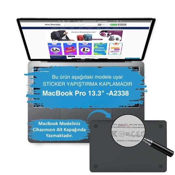 Macbook Pro Kılıf 13inç M1-M2 Laptop Kaplama Sticker Koruyucu A2338 ile Uyumlu Flower03NL - Resim 2