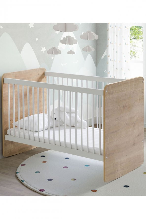 Babywhen BW1021 - Sallanır Sabitlenir Kademeli Bebek Beşik 60x120 Ahşap - 2
