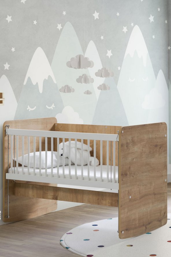 Babywhen BW1071 Pratik Sallanır Anne Yanı Ahşap Beşik 60x120 cm