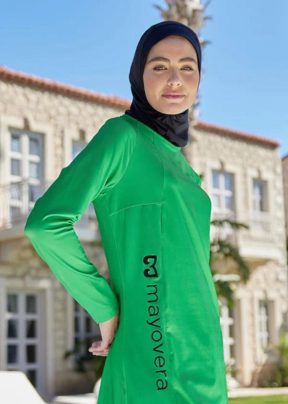 Mayovera Logo Nakışlı Yeşil  Tek Üst Mayo - 4