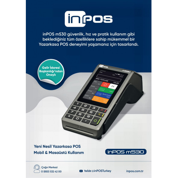 PTTAVM: inPOS M530 Yazarkasa Pos Cihazı (ÜCRETSİZ KURULUM VE SİM HATTI)