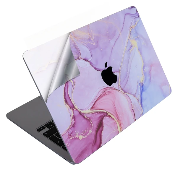 Macbook Pro Kılıf 13inç M1-M2 Koruyucu Sticker Laptop Kaplama A2338 ile Uyumlu Marble14 - Resim 5
