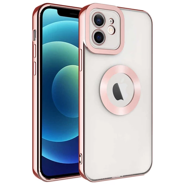 Apple iPhone 11 Kılıf Kamera Korumalı Logo Gösteren Zore Omega Kapak  Rose Gold