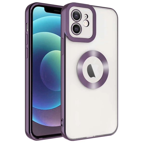 Apple iPhone 11 Kılıf Kamera Korumalı Logo Gösteren Zore Omega Kapak  Derin Mor