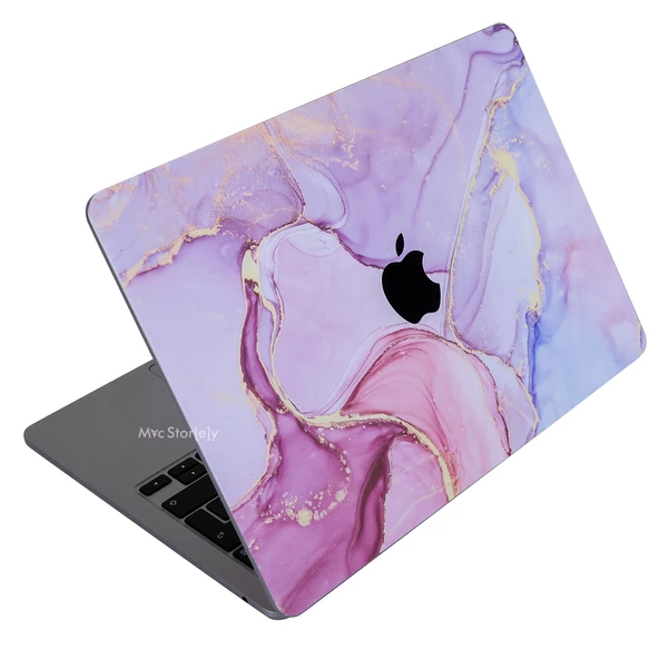 Macbook Air Kılıf M2-M3-M4 13.6inç Yapıştırma Sticker Kaplama Koruyucu Marble14 (13.6” Air) A2681 A3113 A3240 ile Uyumlu - 2