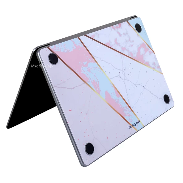 Macbook Air Kılıf M2-M3-M4 13.6inç Yapıştırma Sticker Kaplama Koruyucu Marble14 (13.6” Air) A2681 A3113 A3240 ile Uyumlu - 8