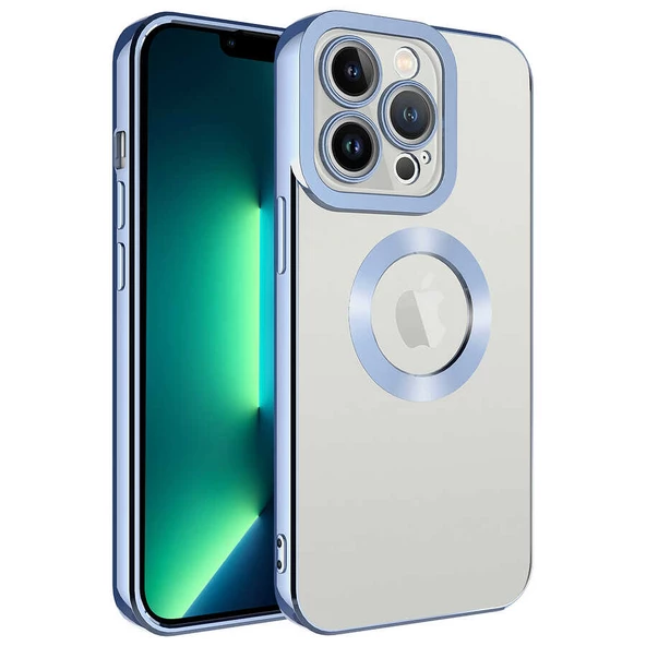 Apple iPhone 11 Pro Max Kılıf Kamera Korumalı Logo Gösteren Zore Omega Kapak  Sierra Mavi