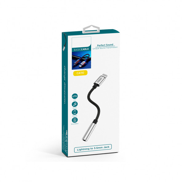 Zuidid Basic CA110 Metal Başlıklı Örgü Kablo Lightning To 3.5mm Jack Çevirici - 2