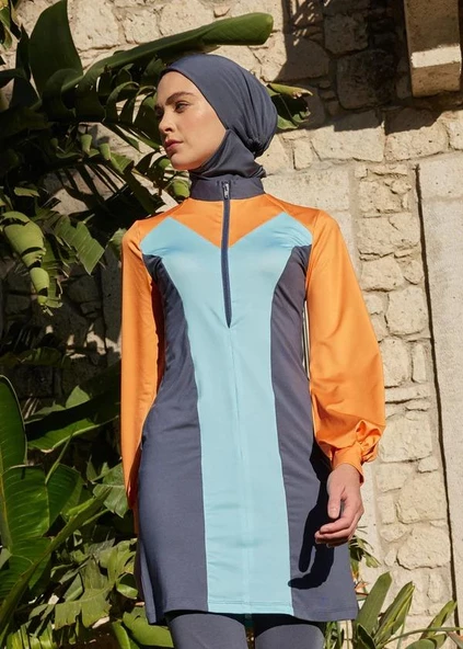 Mayovera  Renkler Turuncu Kol Tek Üst Mayo - Resim 3